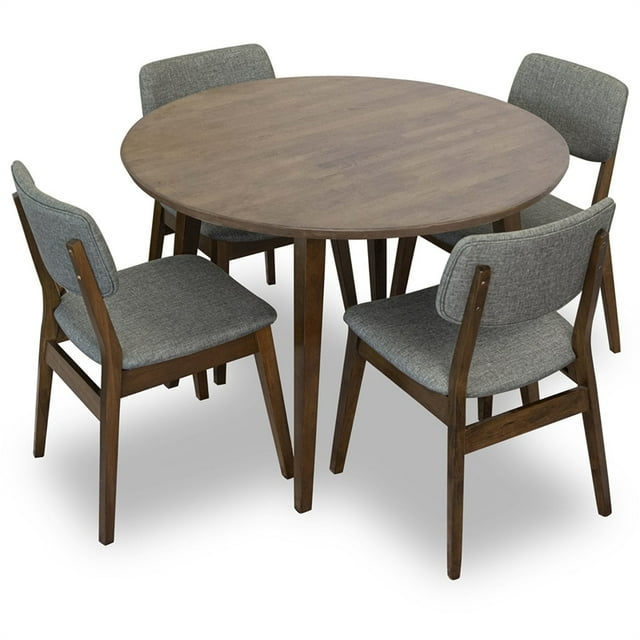 Irie Modern Solid Wood Walnut Dining Room & Kitchen 5 Piece Furniture Set