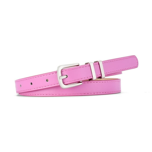 Womens Belts Silver Metal Pin Buckle Leathers Thin Belt Waistband for Jeans