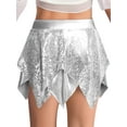 thumbnail image 4 of zdhoor Kids Girls Jazz Dance Outfits Sequin Crop Top Skirts Activewear Silver 8, 4 of 5