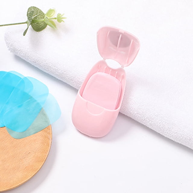 50pcs Outdoor Travel Disposable Soap Paper Hand Washing Portable Mini Bath Clean Box Paper Soap Sheets