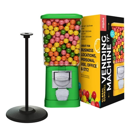 Gumball Machine with Stand - Green Home Vending Machine - Candy Dispenser - Bubble Gum Machine for Kids - Commercial Gumball Candy Bouncy Ball Machine