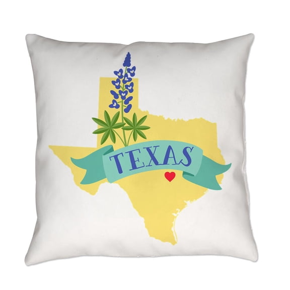 CafePress - Texas State Outline Bluebonnet Flower Everyday Pil - Everyday Pillow Woven