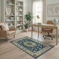 thumbnail image 2 of ODIKA Vintage Ornate Large Botanical Dining Table Burnt Orange Under for Playroom, Bedroom, Reading Nook, Pet Friendly & Kids Safe Play, 2 of 7
