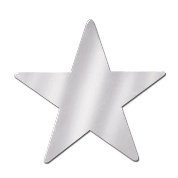 Beistle Club Pack of 36 Starry Night Themed Silver Metallic Foil Star Cutout Party Decorations 9"