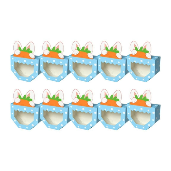 Sharprepublic 10 Pieces Foldable Candy Boxes Paper Gift Packaging Box for Holiday Birthday Blue