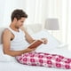 thumbnail image 5 of Balery Plaid Heart Pantalones de pijama para hombre, pijama ultraligero, pantalón de descanso-X-Large, 5 of 6