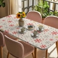 thumbnail image 3 of Winter Snowflakes Table Cloths for 3 Foot Rectangle Tables, Red Yellow Christmas Snowflakes Beige Patio Waterproof Elastic Fitted Tablecloths, Washable Rectangular Table Cover for Camping, 3 of 8