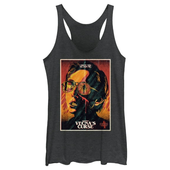 Netflix Women's Stranger Things Retro Vecna's Curse Poster Racerback Tank Top Black Heather Large