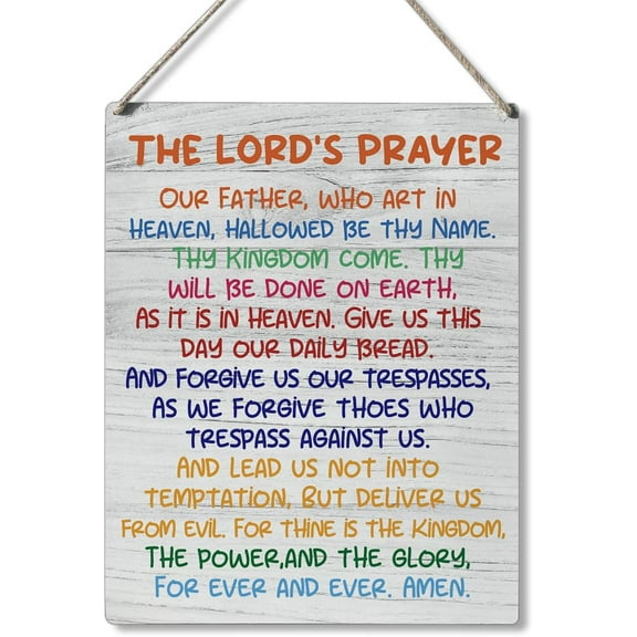 8x10 Inch Inspirational Gift Signs The Lord'S Prayer Our Father Who Art In Heaven Hallowed Be Thy Name Wooden Hanging Sign Religious Scripture Art Wall Home Decoration