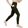 thumbnail image 5 of Dwellite Girls Athletic Leggings Ankle Length High Waisted Yoga Pants with Pockets for Kids Teen 5-13Y Army Green 140, 5 of 7