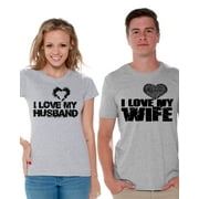 Awkward Styles Couple Shirts I Love My Husband Shirt I Love My Wife T Shirts for Couples Husband and Wife Matching Couple Shirts Valentines Day Outfit Anniversary Gift for Husband Cute Gift for Wife