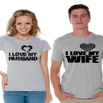 Awkward Styles Couple Shirts I Love My Husband Shirt I Love My Wife T Shirts for Couples Husband and Wife Matching Couple Shirts Valentines Day Outfit Anniversary Gift for Husband Cute Gift for Wife