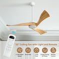 thumbnail image 6 of Sofucor 52 inch Ceiling Fans No Light Contemporary Ceiling Fan Without Lights, 3 Wood Blades, 6 of 12