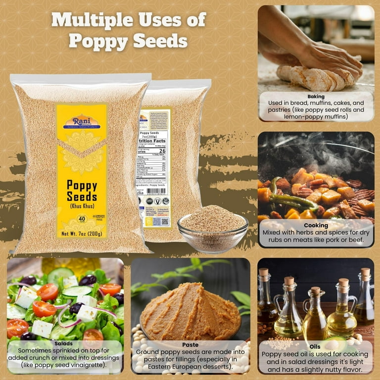 Rani White Poppy Seeds Whole, Khus Khus, Indian Spice, 7oz 200g