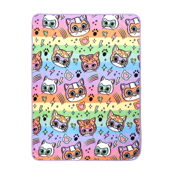 SuperKitties Super Rainbow Kids Throw Blanket, Soft Coral Fleece, Multicolor, Disney, 46" x 60"