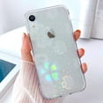 thumbnail image 2 of Compatible with iPhone XR Case Cute Crystal Clear with Laser Bling Glitter Flower Pattern Design for Women Girls Soft TPU Phone Case Shockproof Protective Cover for iPhone XR, Flower, 2 of 6