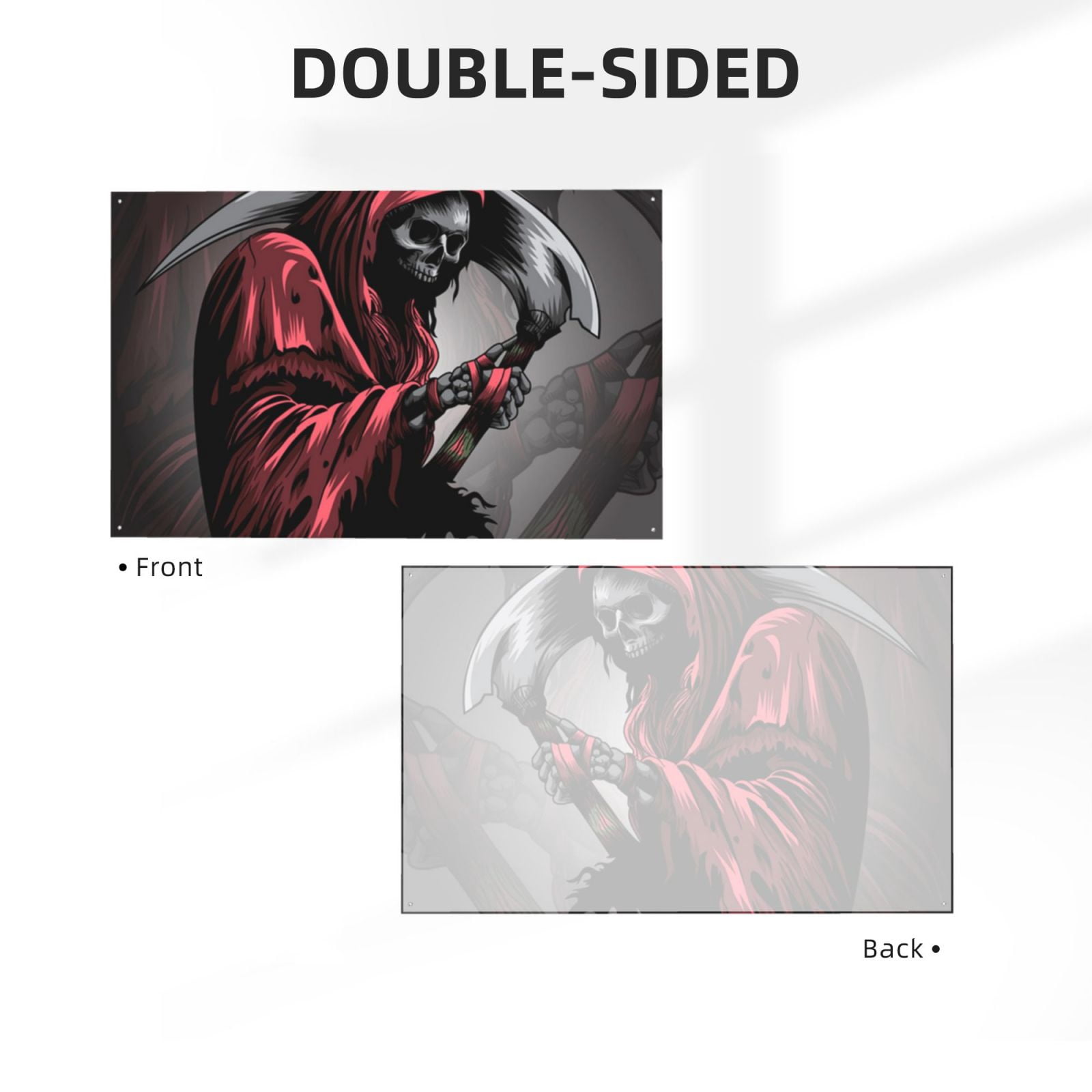Gothic Death Skull Grim Reaper Four Hole Decorated Banner Flag for Garden Yard Home Decoration Indoor Outdoor 4x6 Ft
