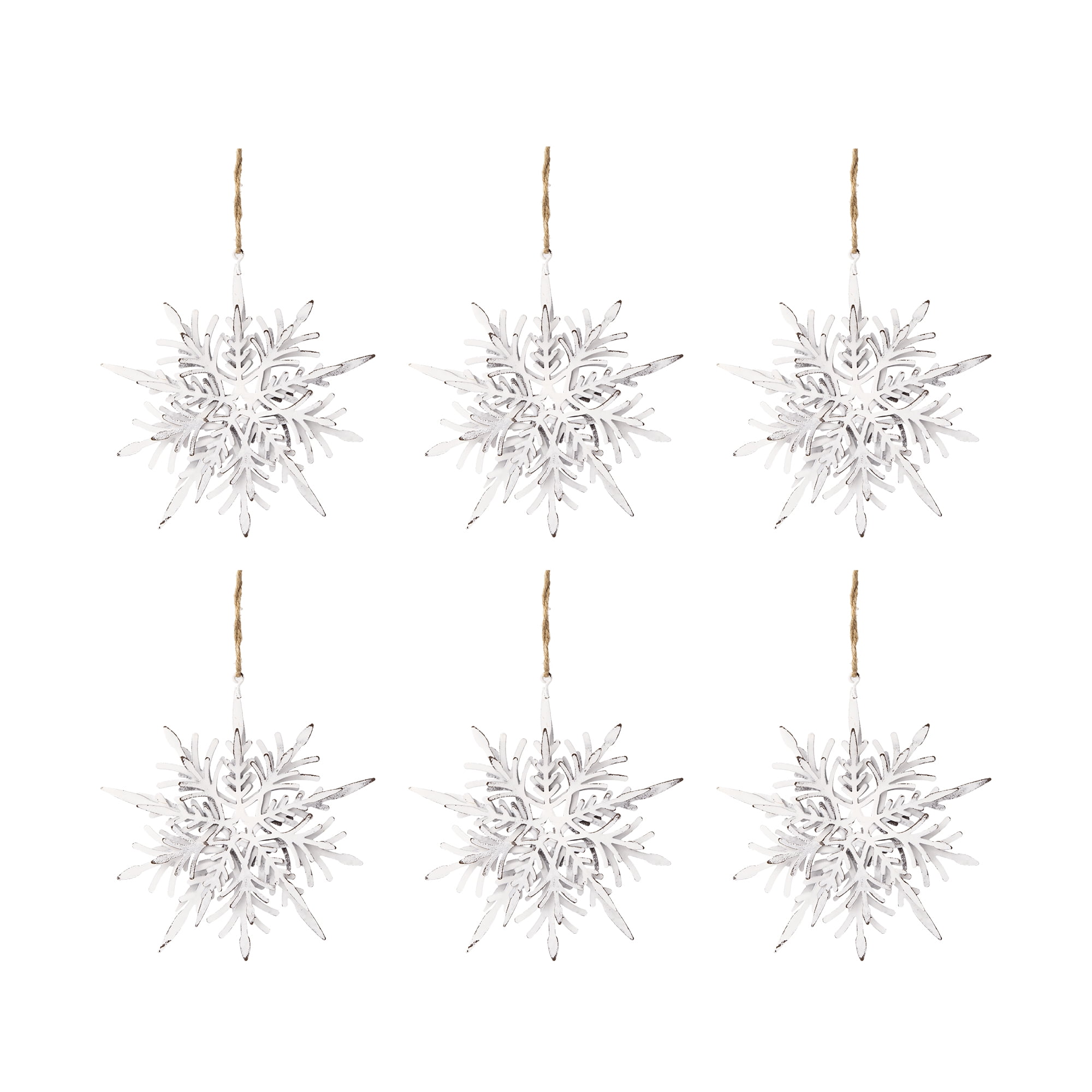 Iron Snowflake Ornament with Weathered Finish Hanging Christmas Tree Decor Gift Stocking Stuffer