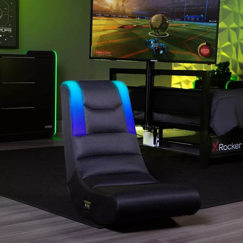 X Rocker Floor Rocker Gaming Chair with RGB Lighting, No Assembly