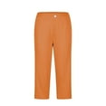 thumbnail image 5 of SYMOID Womens Capris Petite Leggings Stretch Casual with Pockets Pants for Women Ladies Orange L Capris Comfortable Capri Pants for Women, 5 of 7