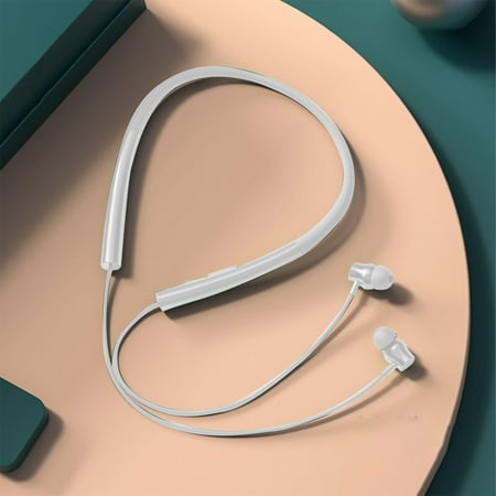 Sbnonk Noise Cancelling Headphones Neckband Bluetooth Earbuds Wireless Bluetooth 5.2 with Microphone Ultra-Lightweight Comfort IPX4 Bass Strong Beat 10H Use Time White