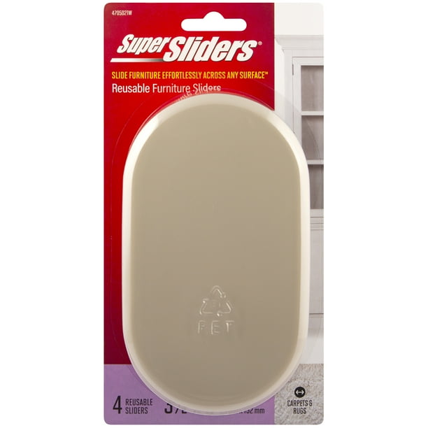 Super Sliders 31/2 x 6" Oval Plastic Furniture Sliders Beige, 4 Pack