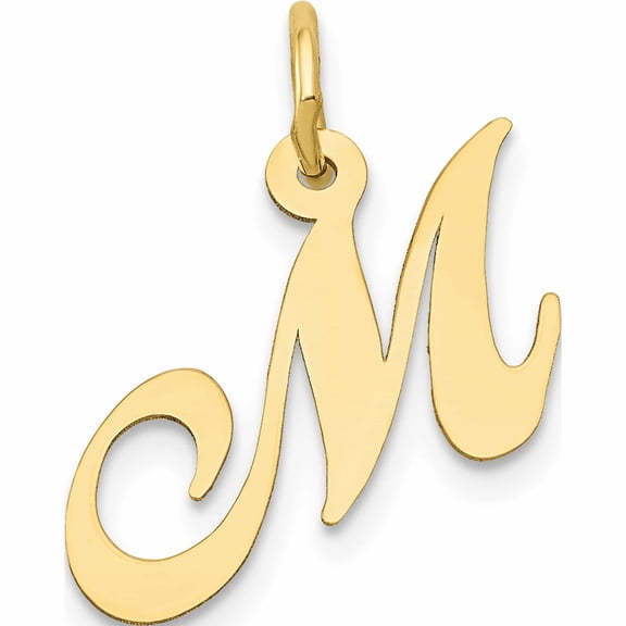 10K Yellow Gold Small Fancy Script Initial M Charm (16 X 17) Made In United States -Jewelry By Sweet Pea