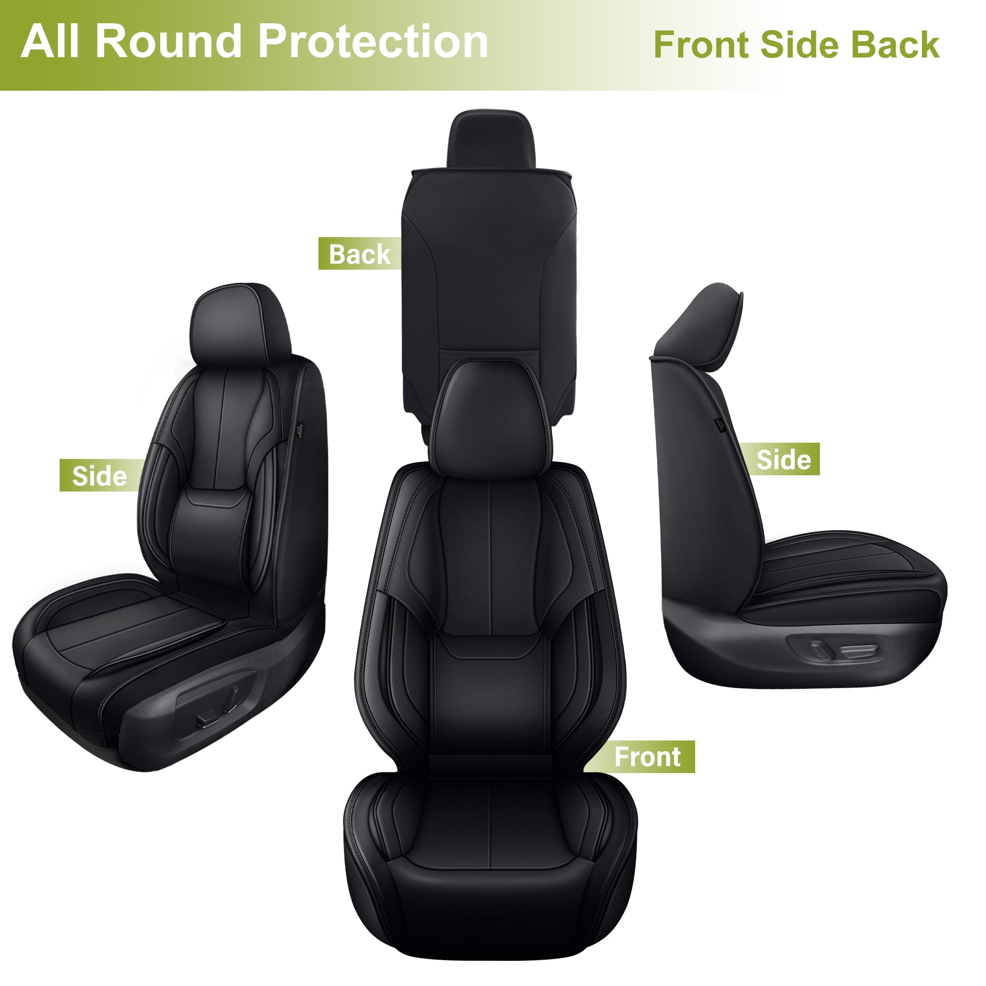 AQBDDBQ Seat Covers Full Set Custom for Lexus ES 350 300H 2007-2025:5 Seats Breathable Luxury Leather Seat Cover Carseat Protectors Black,Full Set(5 Seats)