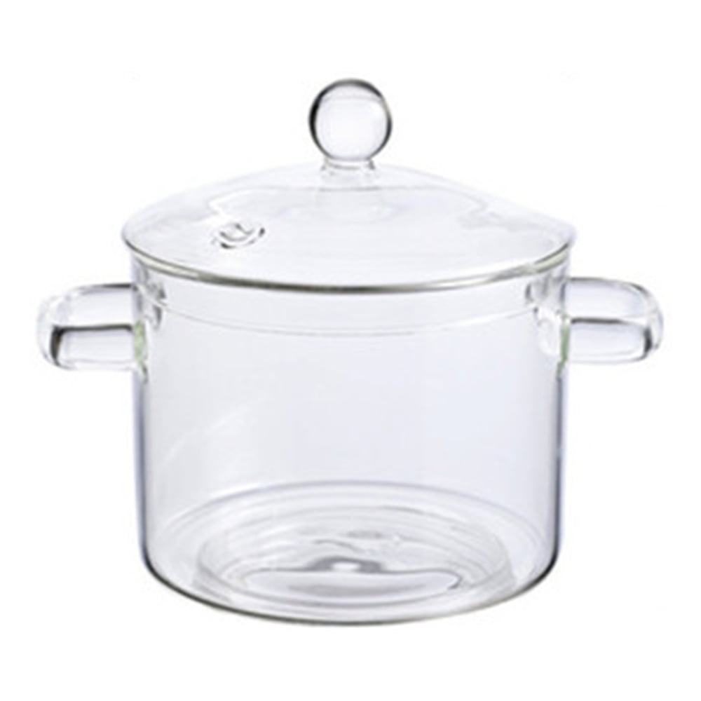 Small Glass Saucepan with Cover - ZDZDZ 1600ML/54oz Thick Glass Cookware  Set,Clear Stovetop Cooking Pot - Safe for Pasta Noodle, Soup, Milk