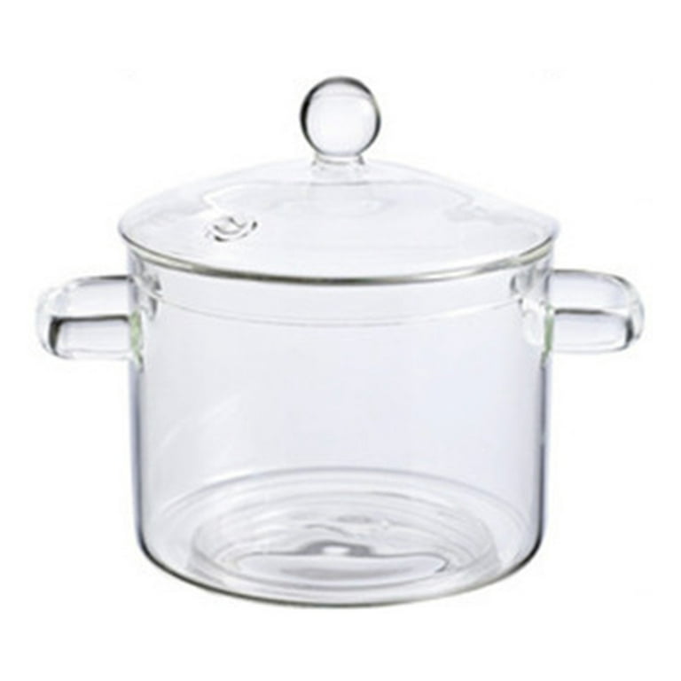 Clear Glass Cooking Stovetop Pots Thicker and Heavier Upgraded Glass Pot  for Use on Open Flames and Gas Stovetops - 1900ml