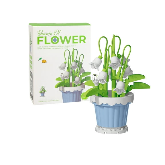 EKIND Mini Building Block Flower Potted Plants Set, Colorful Cute Small Toy Plant Basket, Creative Block Flower Collection Home Office Decor Desktop Trinkets Birthday Gifts(Suzuran Blocks)