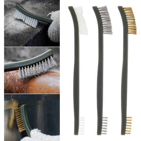 

【The 3pcs Mini Wire Brush Set Rust Paint Metal Cleaner Cleaning Welding Slag and Rust Handy Steel / Nylon / Brass Brush Set Suitable for Cleaning Paint / Rust / Dirt