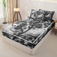 thumbnail image 2 of Manfei Cartoon Skull Zipper Twin Comforter Sets with Fitted Sheet and 2 Pillowcases,Witch Silhouette Print Halloween Zipper Bedding Set,Halloween Reversible,4pcs, 2 of 7
