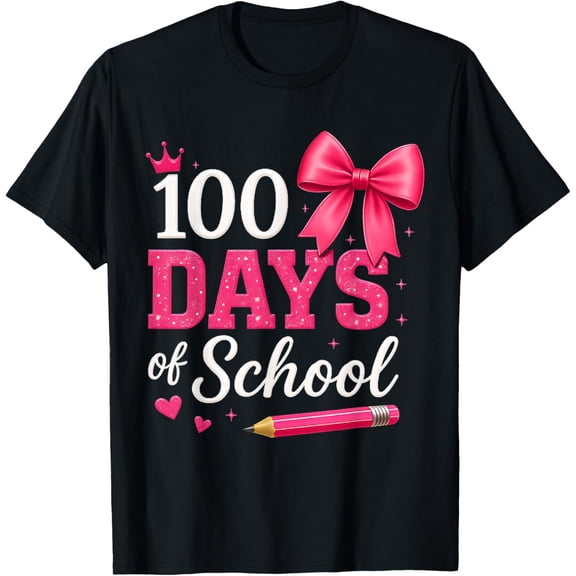 100 Days of School Coquette Bow 100th Day of School Adult T-shirt