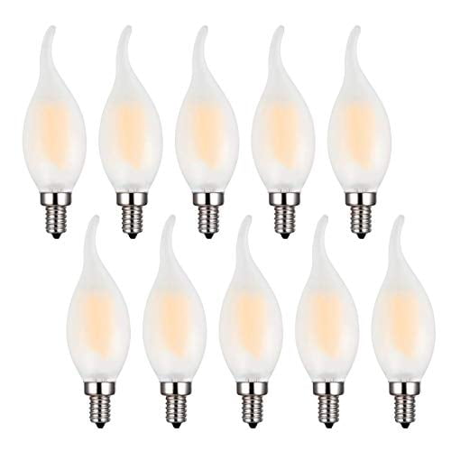 E12 Led Bulbs 4w Candelabra Light B11 Chandelier Filament Bulb Base Candle C35 Frosted Glass Flame Shape Bent Tip 2700k Warm White 10 Pack E12 Led Bulbs 4w Candelabra Light, Frosted Glass Chandelier Bulbs