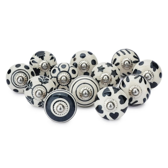 Ajuny Set of 12 Ceramic Knobs Door Handle Drawers Kitchen Cabinets Chest Cupboard Pottery Pull Knob