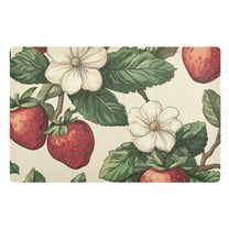 Yayeee Doormat for Indoor Entrance 32" x 20" Non Slippery Floor Rug, Beige Strawberry