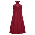 thumbnail image 4 of TiaoBug Kids Flower Girls Sequins Wedding Party Dress Halter Sleeveless Elegant Gown Burgundy 6, 4 of 7