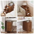 thumbnail image 6 of WIRRYTOR Modern Narrow Nightstands for Bedroom Set of 2, Rounded Corner Bedside Table Set with Tapered Legs, 3 Drawer Accent End Table, Walnut, 6 of 9