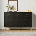 thumbnail image 6 of YouTrend 7 Drawer Dresser,Adult Dresser with Golden Legs & Handles,Wooden Chest of Drawer, for Bedroom Living Room,Black, 6 of 10