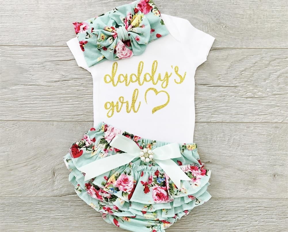 Toddler Kids Baby Girl Summer Tops Romper Jumpsuit Pants 3Pcs Outfits Clothes