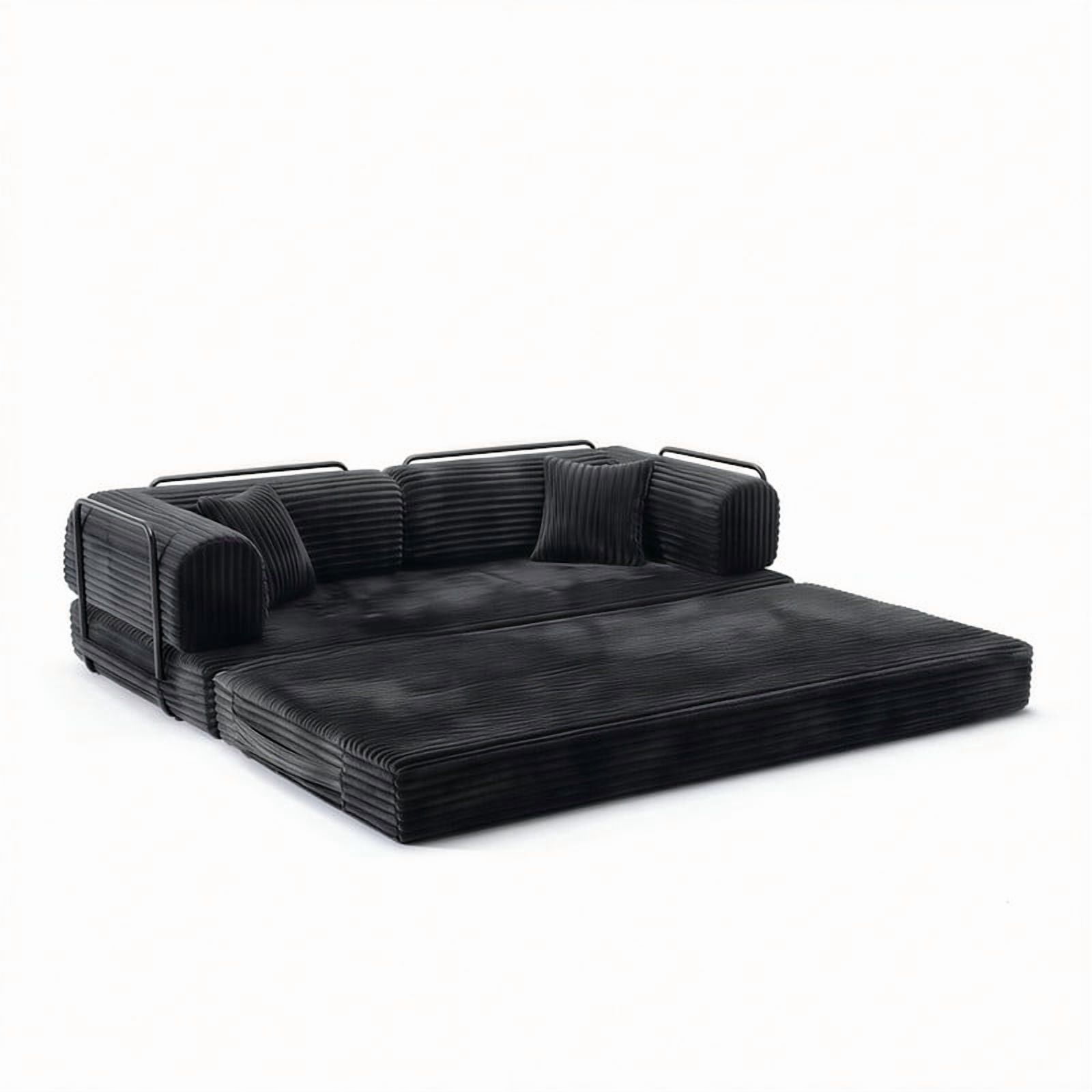 Compression Folding Boneless Sofa, Convertible Floor Sleeper Sofa, Futon Couch Bed, Modular Foam Frame Loveseat