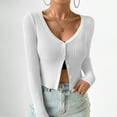 thumbnail image 4 of Ediodpoh Women Ribbed Knit Button Down V Neck Lightweight Cropped Cardigan Sweaters for Women Coat Tops White XXL, 4 of 7