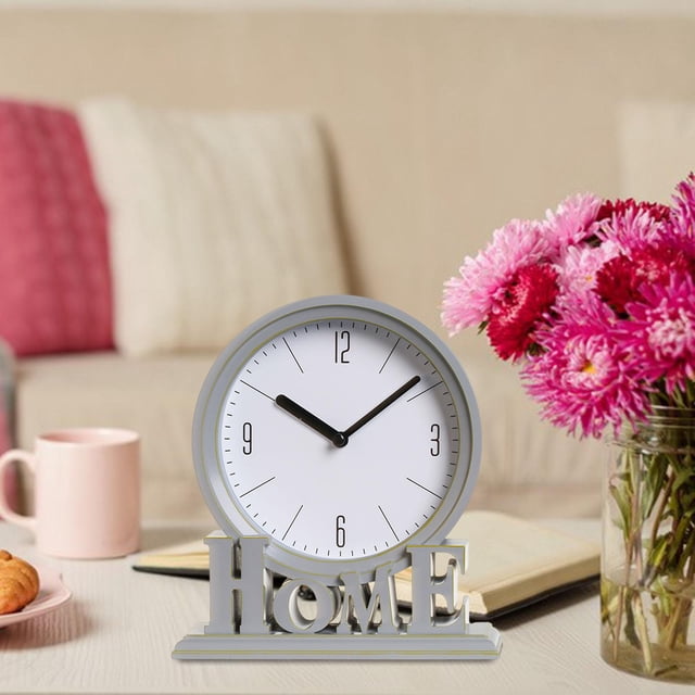 Vintage Style Desk Clock Fireplace Mantel Non Ticking Silent Easy to Read Table B-Gray