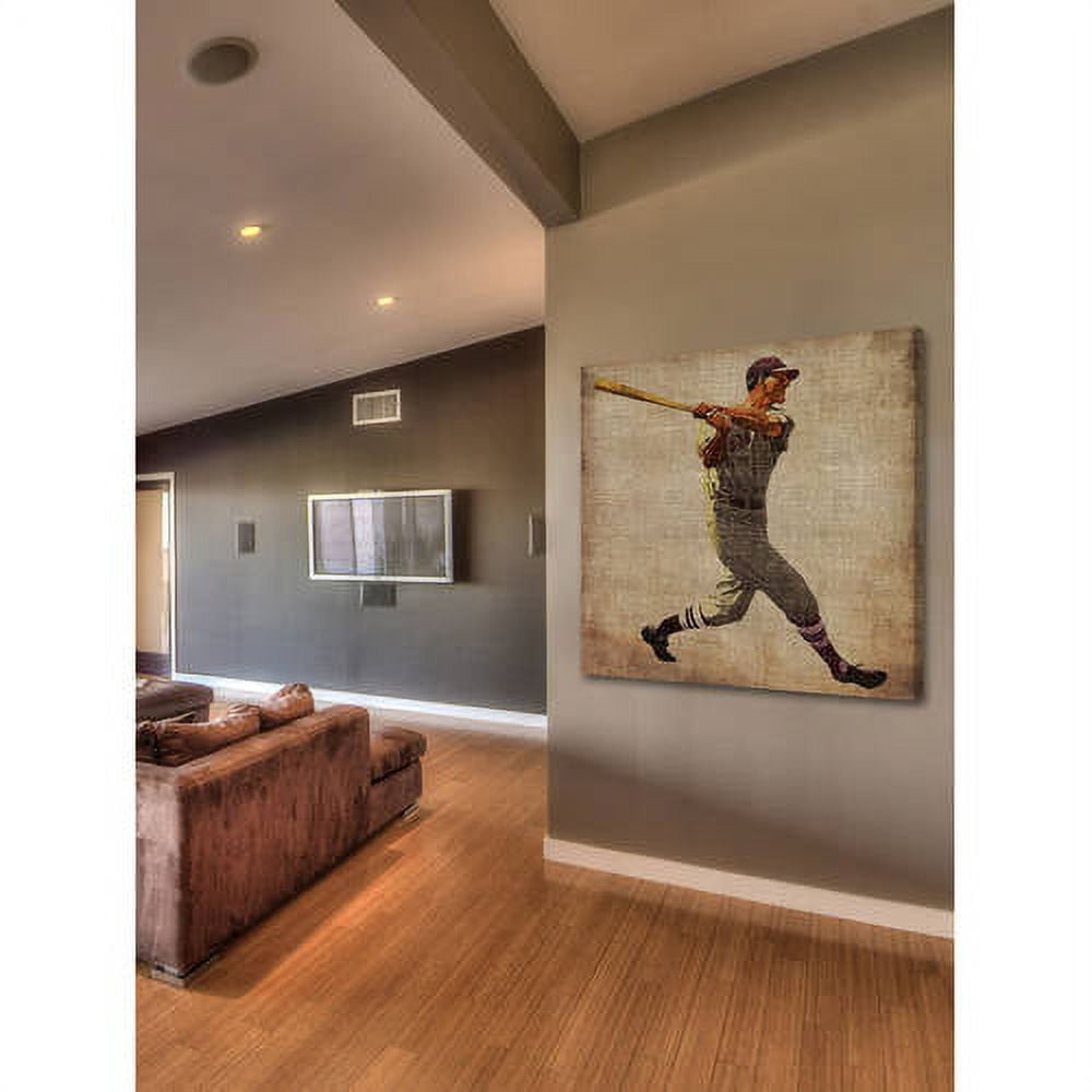 Marmont Hill "Vintage Baseball Swing" Painting Print on Wrapped Canvas