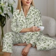 thumbnail image 6 of Yiaed Green Rabbit Print Pajamas Women's Long Sleeve Sleepwear Soft Button Down Loungewear Pjs Lounge Set Nightwear Womens Pajama Pants-Large, 6 of 7