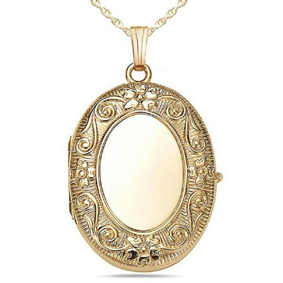 Picturesongold.Com 14K Yellow Gold Filled "4-Page Photo" Oval Locket Female Adult - 1" x 1-1/4"