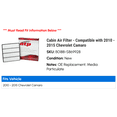 thumbnail image 2 of Cabin Air Filter - Compatible with 2010 - 2015 Chevy Camaro 2011 2012 2013 2014, 2 of 2