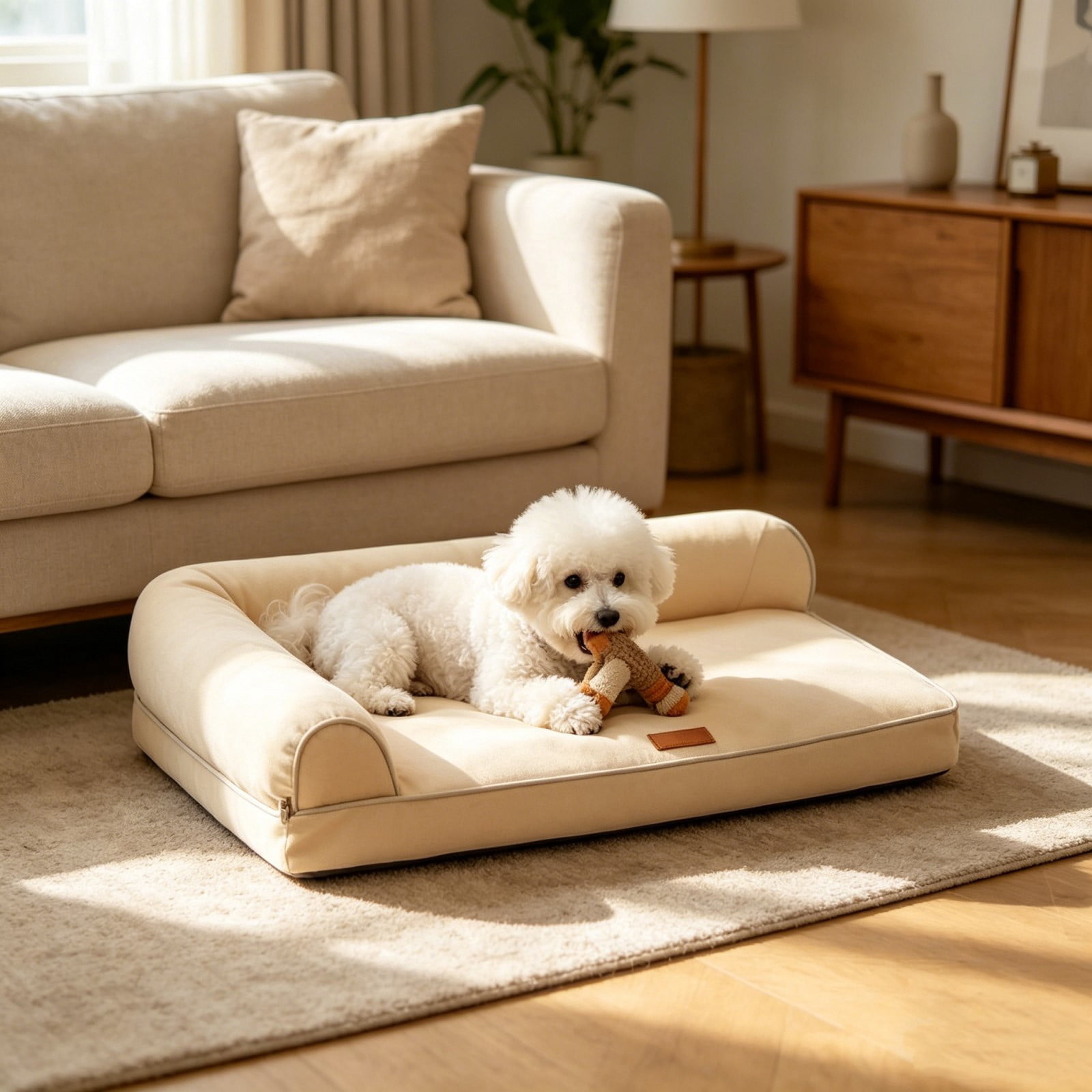 Sleeping Mat All‑Season Dog Couch Non Slip Waterproof Bottom Removable Washable Cover Portable Pet Sofa for Floor Crate