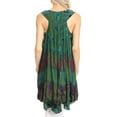 thumbnail image 2 of Sakkas Priya Sleeveless Tie Dye Handkerchief Hem Tunic with Smocked Racerback - Green - One Size Regular, 2 of 5
